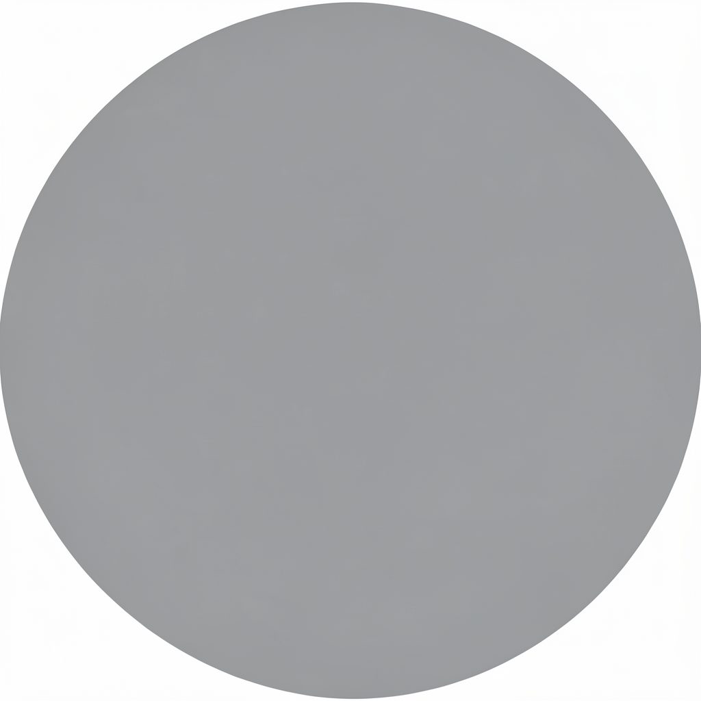 Soft circular portrait placeholder in muted gray tones, simple and neutral