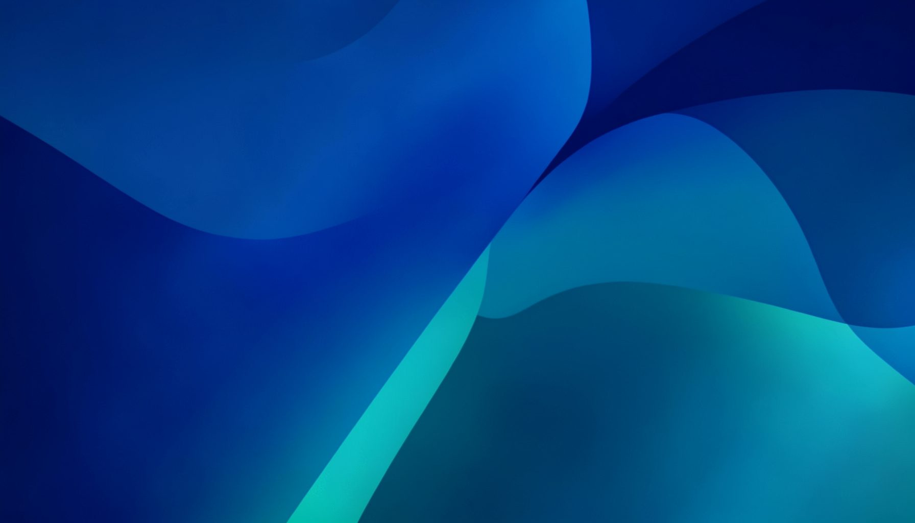 Abstract flowing gradient shapes in deep blue and teal tones, with soft overlapping curves and a luminous, modern atmosphere